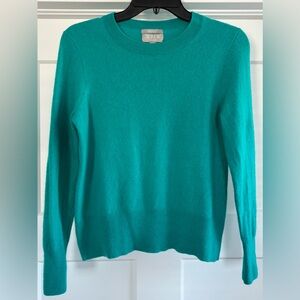 Women’s J Crew Size XS Small 100% Cashmere Classic Crewneck Sweater Jade Green